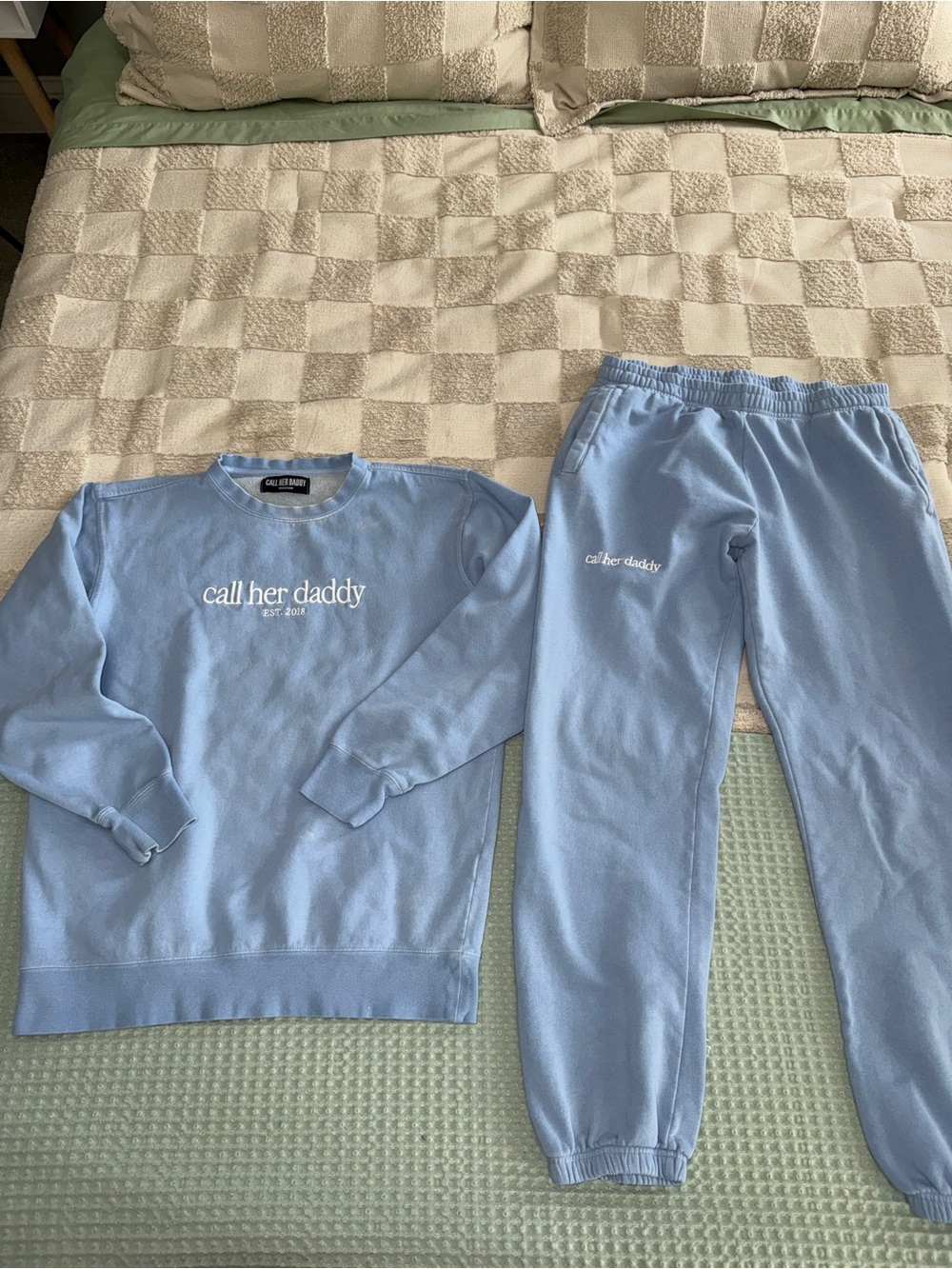 Call‎ Her Daddy Light Blue Sweatshirt & Jogger Set